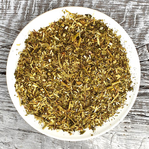 Zee Tea Organic Complexion Blend Tea – loose leaf skin wellness herbal tea with burdock root, red clover, dandelion leaf and calendula petals, hand-blended in Australia, resealable foil pouch